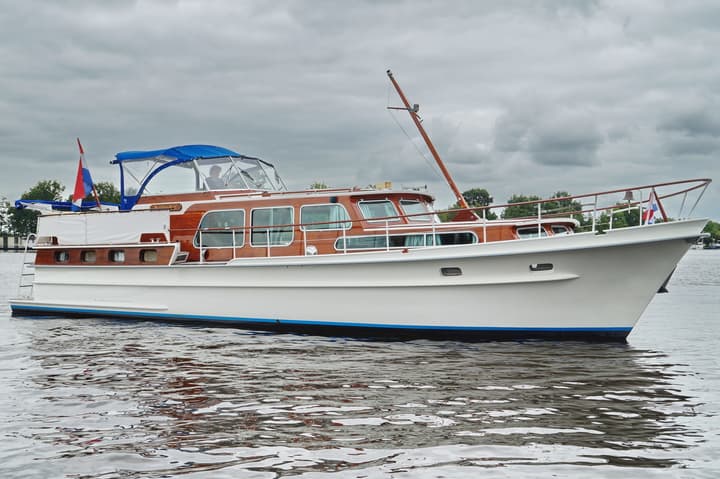 Classic Modern Steel and Teak Motor Yacht
