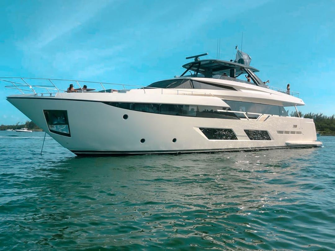 94 Ferretti luxury charter yacht - Miami Beach Marina, Alton Road, Miami Beach, FL, USA