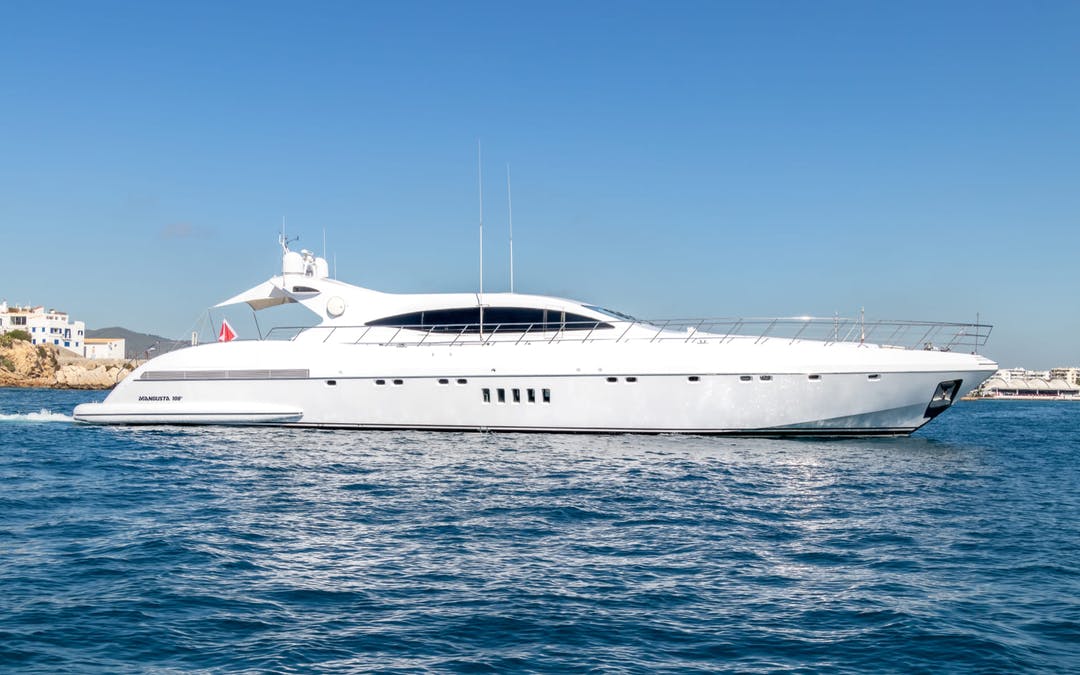 108 Mangusta luxury charter yacht - Botafoc Ibiza, Av. de Juan Carlos I, 07800 Ibiza, Balearic Islands, Spain