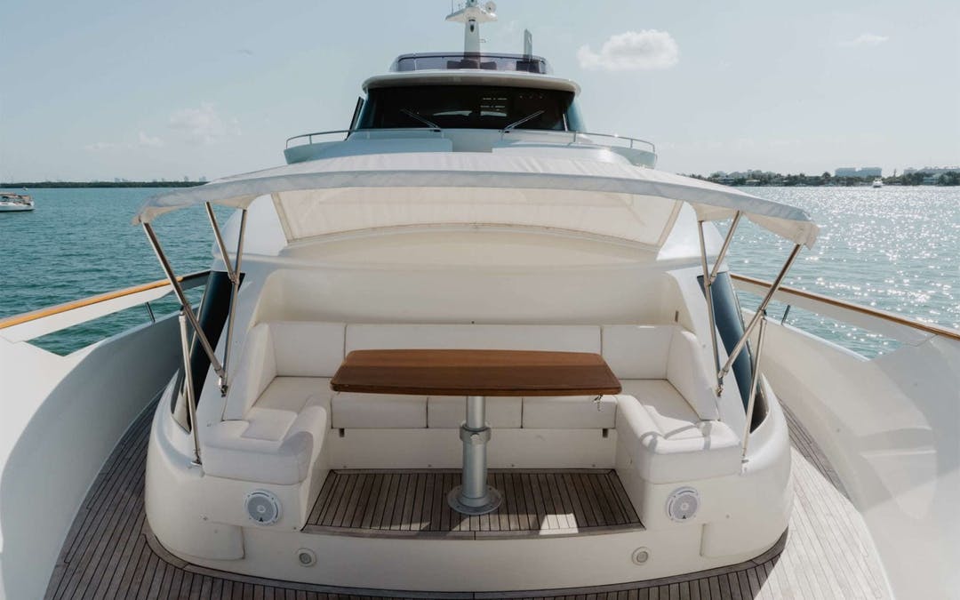 95 Custom Line luxury charter yacht - Island Gardens Marina, Mac Arthur Causeway, Miami, FL, USA